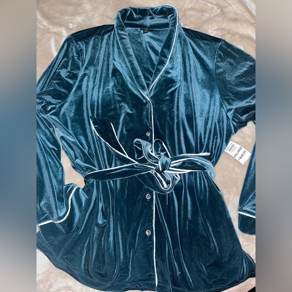INC International Concepts Teal Velvet Pajama Set
